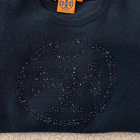 Tory Burch Sweaters - Tory Burch Crewneck Black Long Sleeve Sweater wEmbellished Logo. Style #31093104